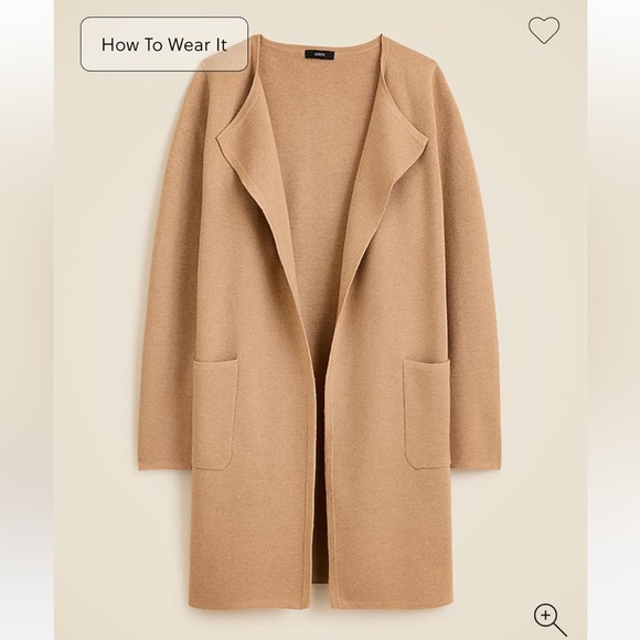 J Crew Juliette collarless sweater-blazer Open Front Cardigan Camel wool coat - Picture 1 of 5